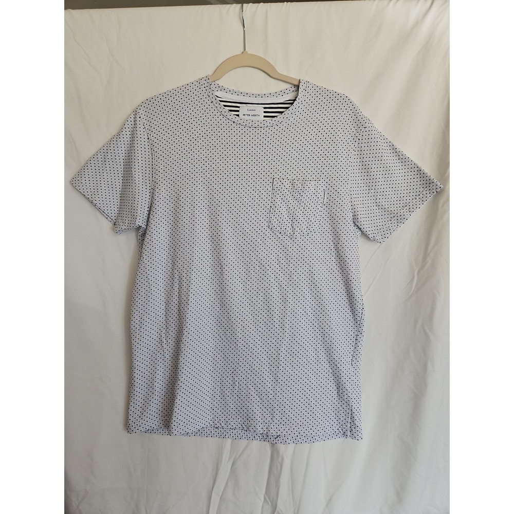 Peter Werth London N.1 Mens T Shirt US S Gray Black Dot Pocket Tee